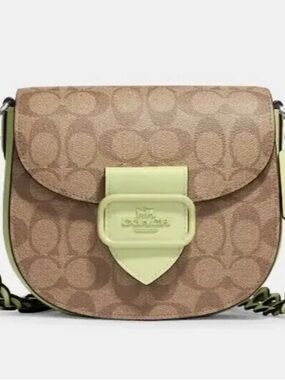 Coach Morgan Saddle Bag in signature canvas khaki/pale lime (SOLD OUT)